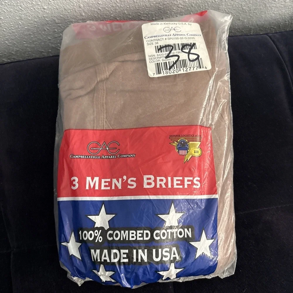Vtg combed cotton briefs sz 38 Campbellsville Apparel Co Lot of 3 Pks NOS USA